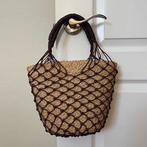 J.Crew Sedona Basket Bag in Straw -Walnut Color